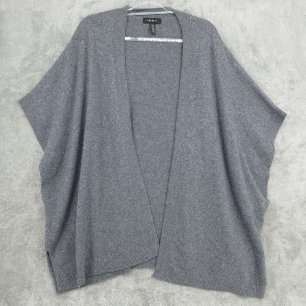 Halogen Sweater‎ Womens One Size Cashmere Quiet Luxury Cardigan Cape Gray Cozy